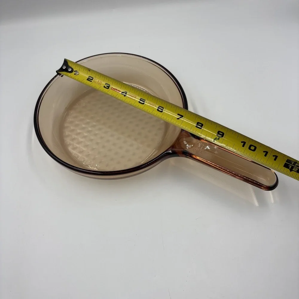 Visions Brown Glass Frying Pan 7 In Skillet Long Handle Corning France Cookware